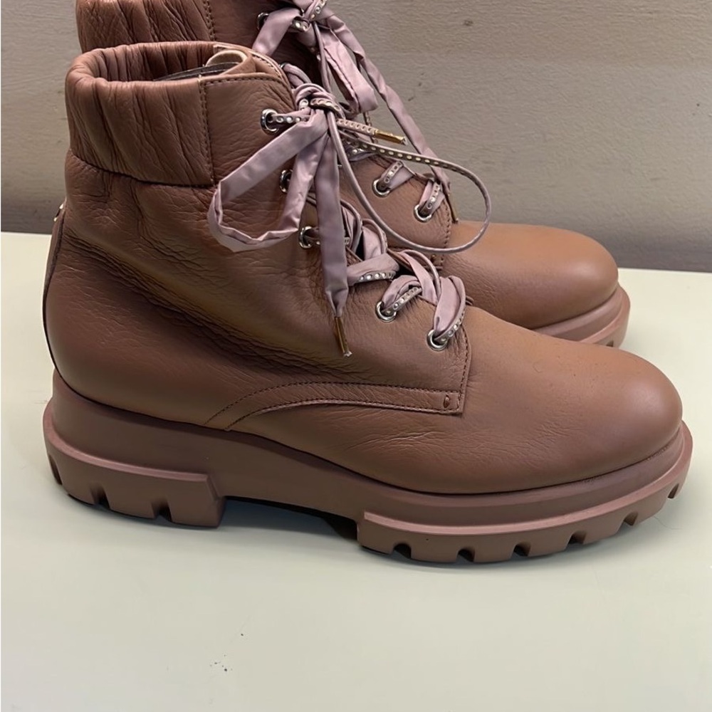 Unisex AGL Leather Tan Lace Up Boots made in Italy - Picture 5 of 7